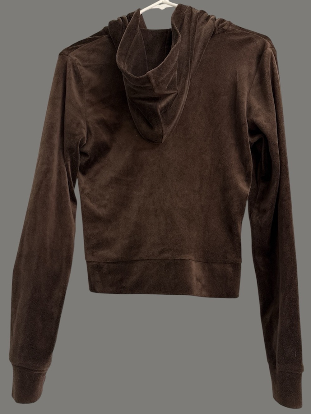 H&M Women's Chocolate Brown Velour Zip Hoodie junior size small - Picture 3 of 6